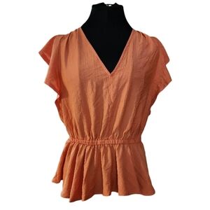 SAM EDELMAN Peplum Blouse V-neck Sun Baked‎ Women's Small